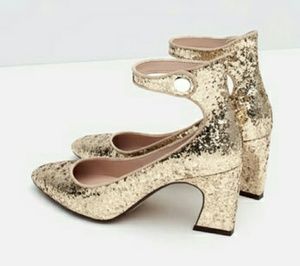 Glitter golden heels from Zara