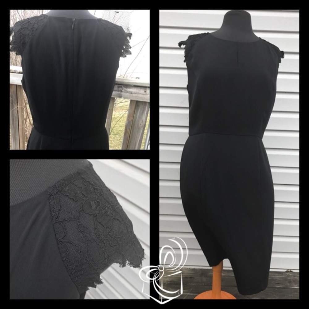 NWT Little Black Sheath Dress Lace Cap Sleeves
