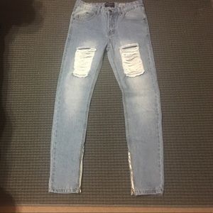 distressed denim jeans