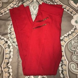 Red high waist pants