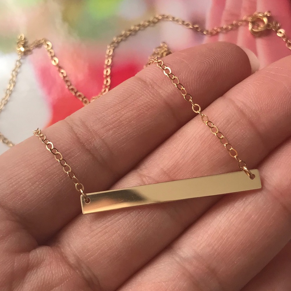 ✨14K GOLD-FILLED✨ Horizontal Blank Bar Necklace - Picture 1 of 6