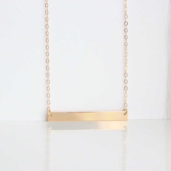 ✨14K GOLD-FILLED✨ Horizontal Blank Bar Necklace - Picture 3 of 6