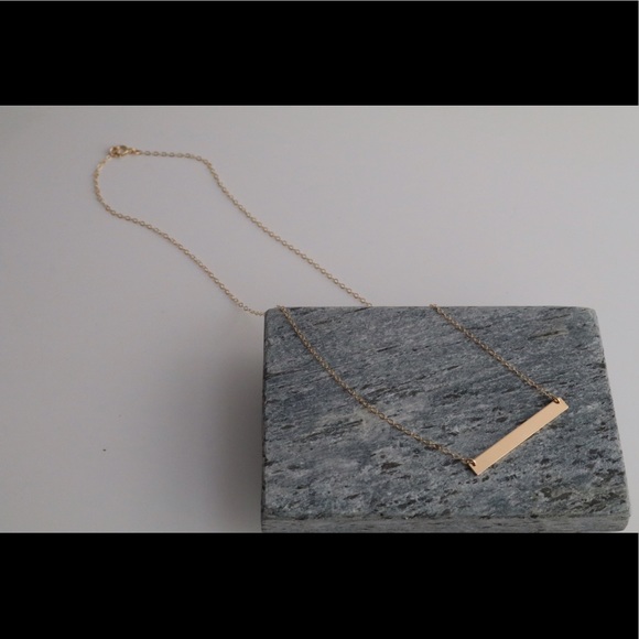 ✨14K GOLD-FILLED✨ Horizontal Blank Bar Necklace - Picture 4 of 6
