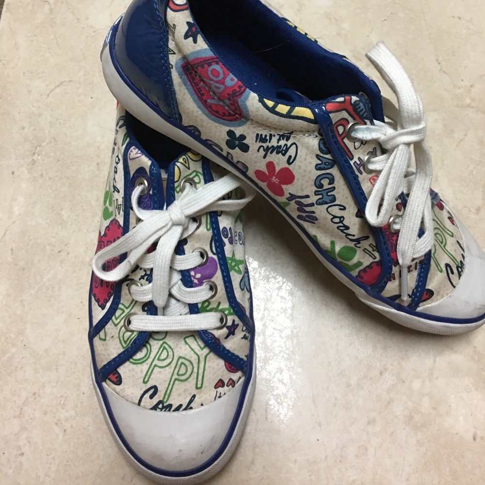 Coach poppy tennis shoes size 10 multicolor print