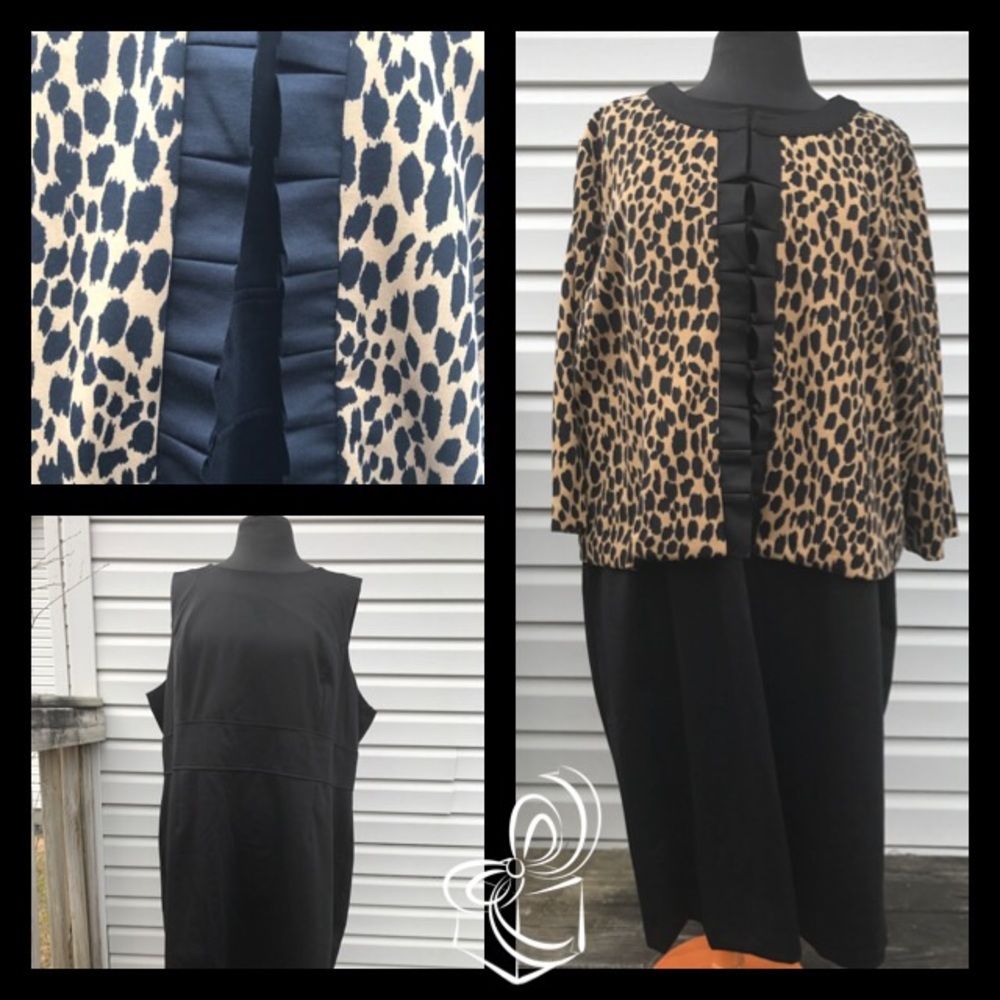 NWT 2 pc Leopard Print Jacket & Black Dress Set