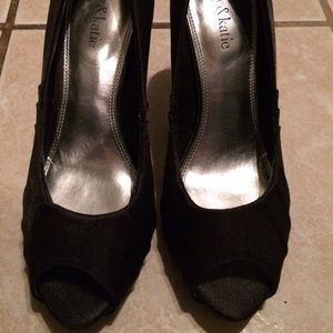 Black satin heels