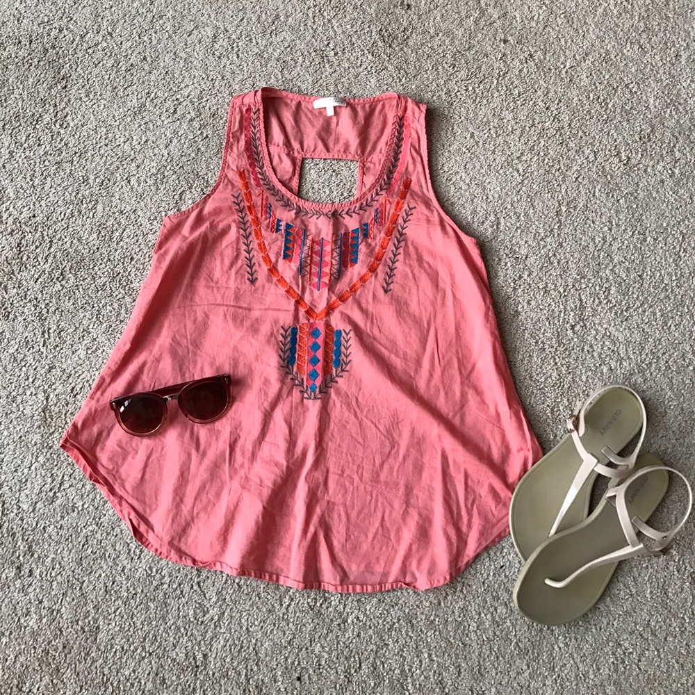Pink boho tank top