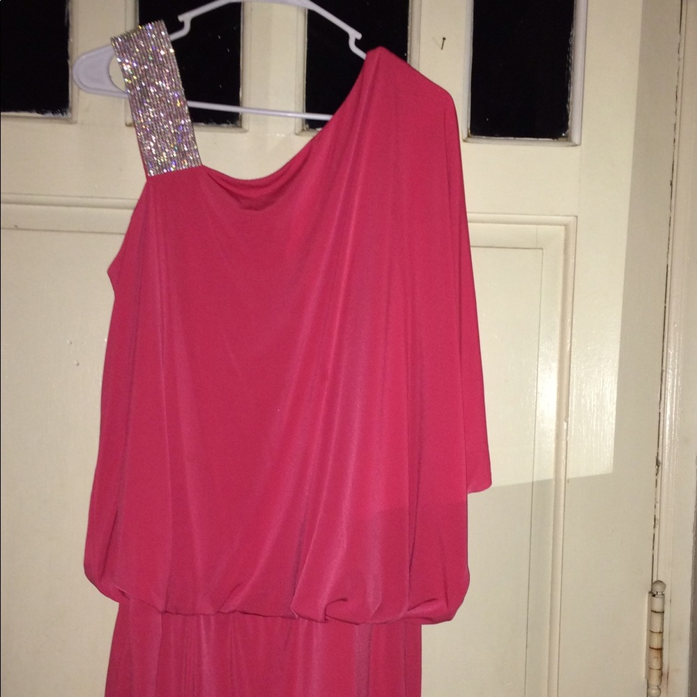 Pink one shoulder dress