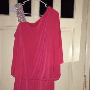 Pink one shoulder dress