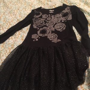 Black and grey dress with flowers.