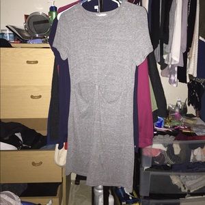 Grey front tie cut out dress