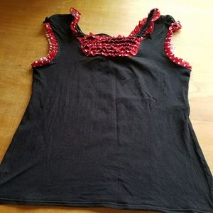 Rockabilly red polka ruffled top