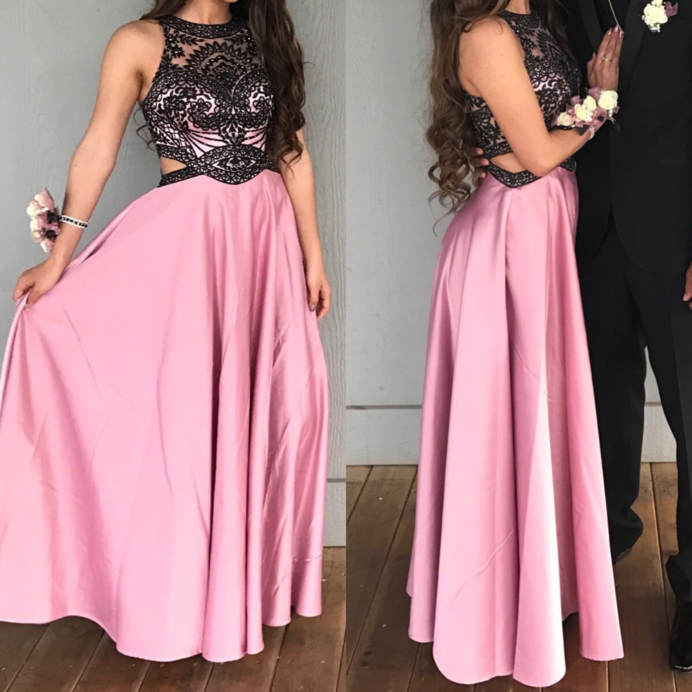 Rose gold & black prom dress