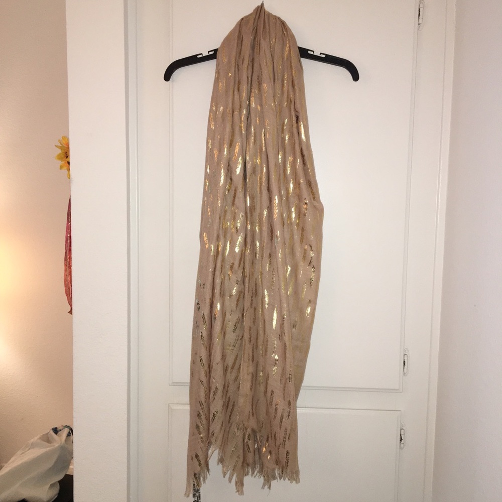 Metallic Gold Feather Scarf