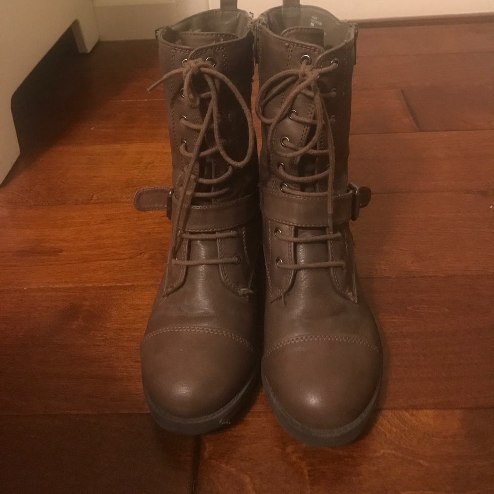 Brown combat boots