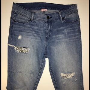 EUC Juicy Couture Glitter Deconstructed Jeans 6