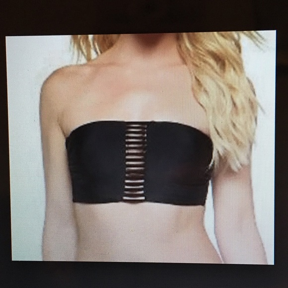 Tube top, black bikini, strappy front - Picture 3 of 3