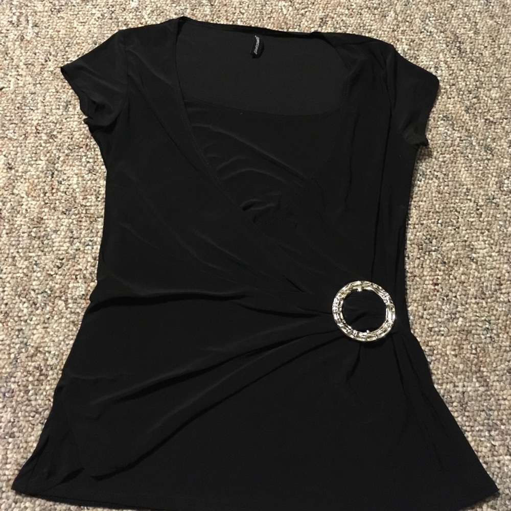 Black dressy top with cinch