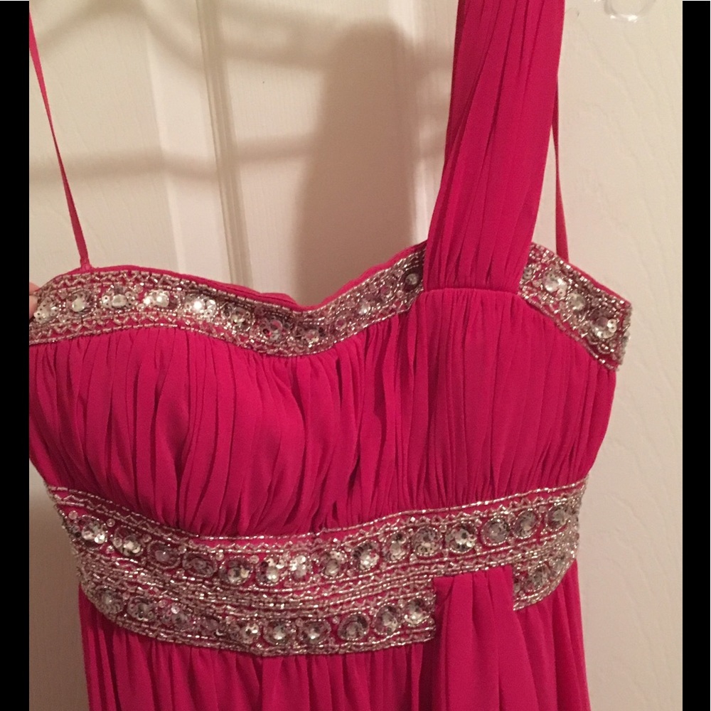 Fushia sequin all occasions dress, Shoulder strap