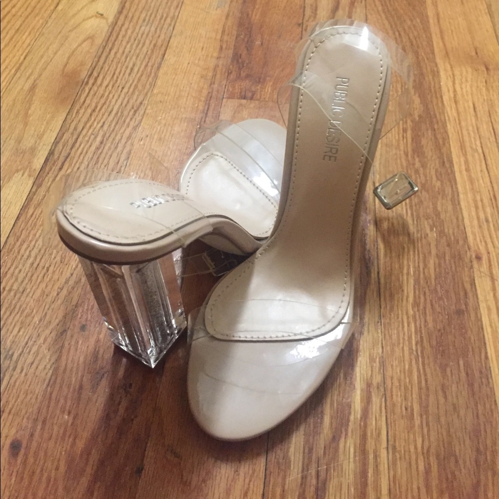 Brand new Public Desire glitter heel Perspex heels