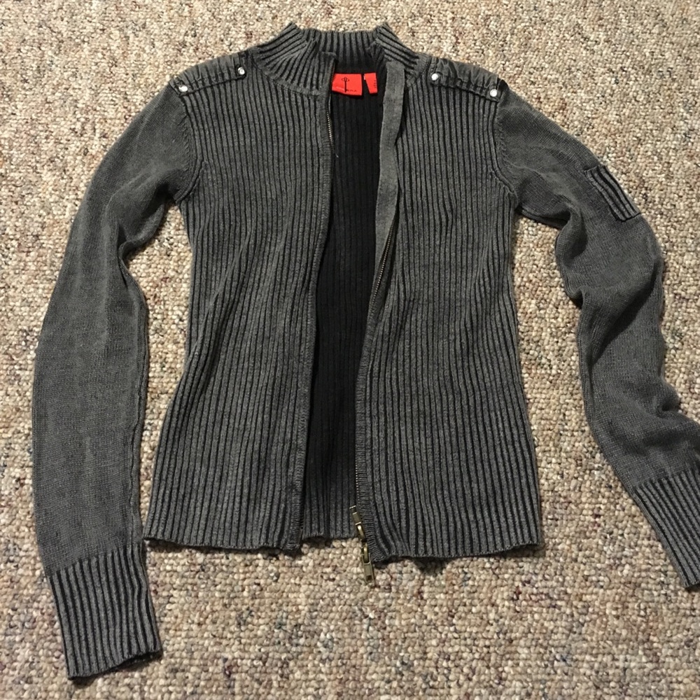 Grey zip up sweater/jacket