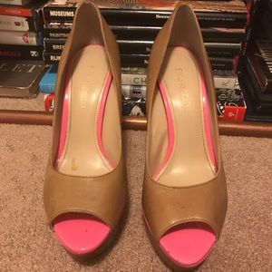 Enzo Angiolini Nude Pumps with Pink Accents