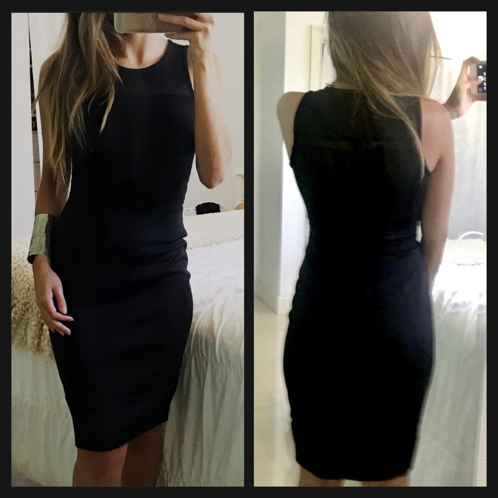 NWT Mesh Inset Bodycon Sleeveless Black Mini Dress