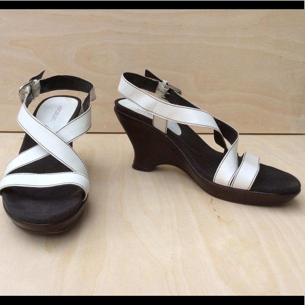 White Wedge Sandals Size 8B