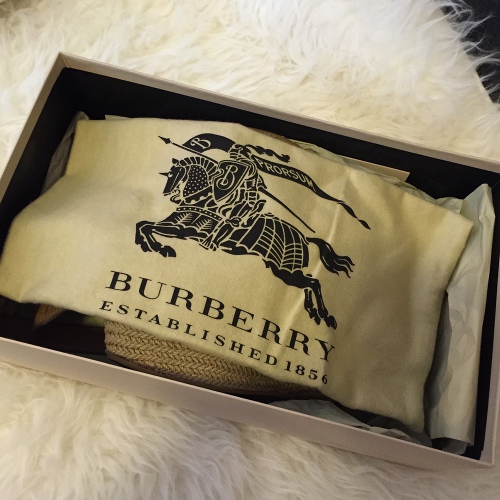 Burberry braided espadrille canvas check sandals