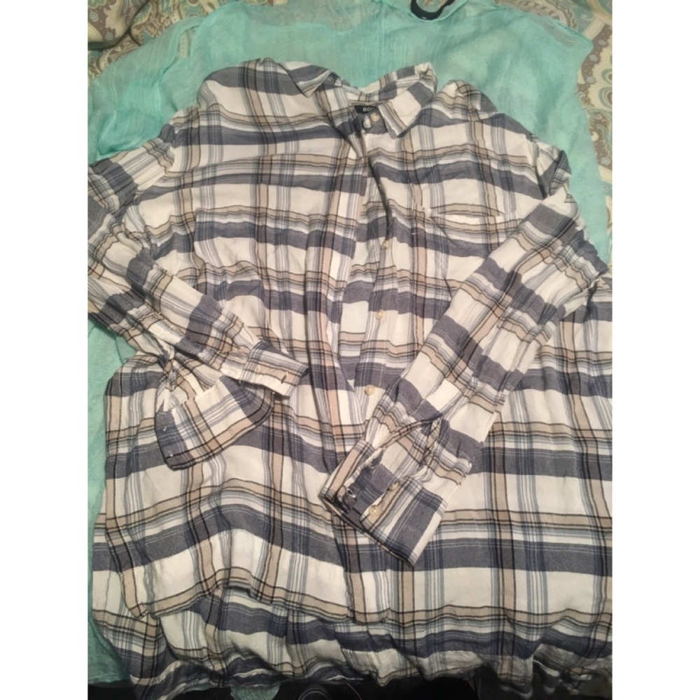 Flowy cotton material flannel like shirt nwt