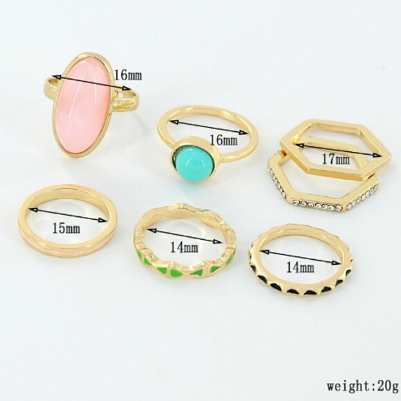 5 for $25 6pc opal stone ring set - Picture 2 of 4