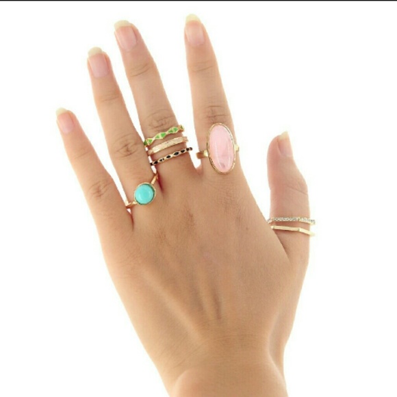 5 for $25 6pc opal stone ring set - Picture 3 of 4