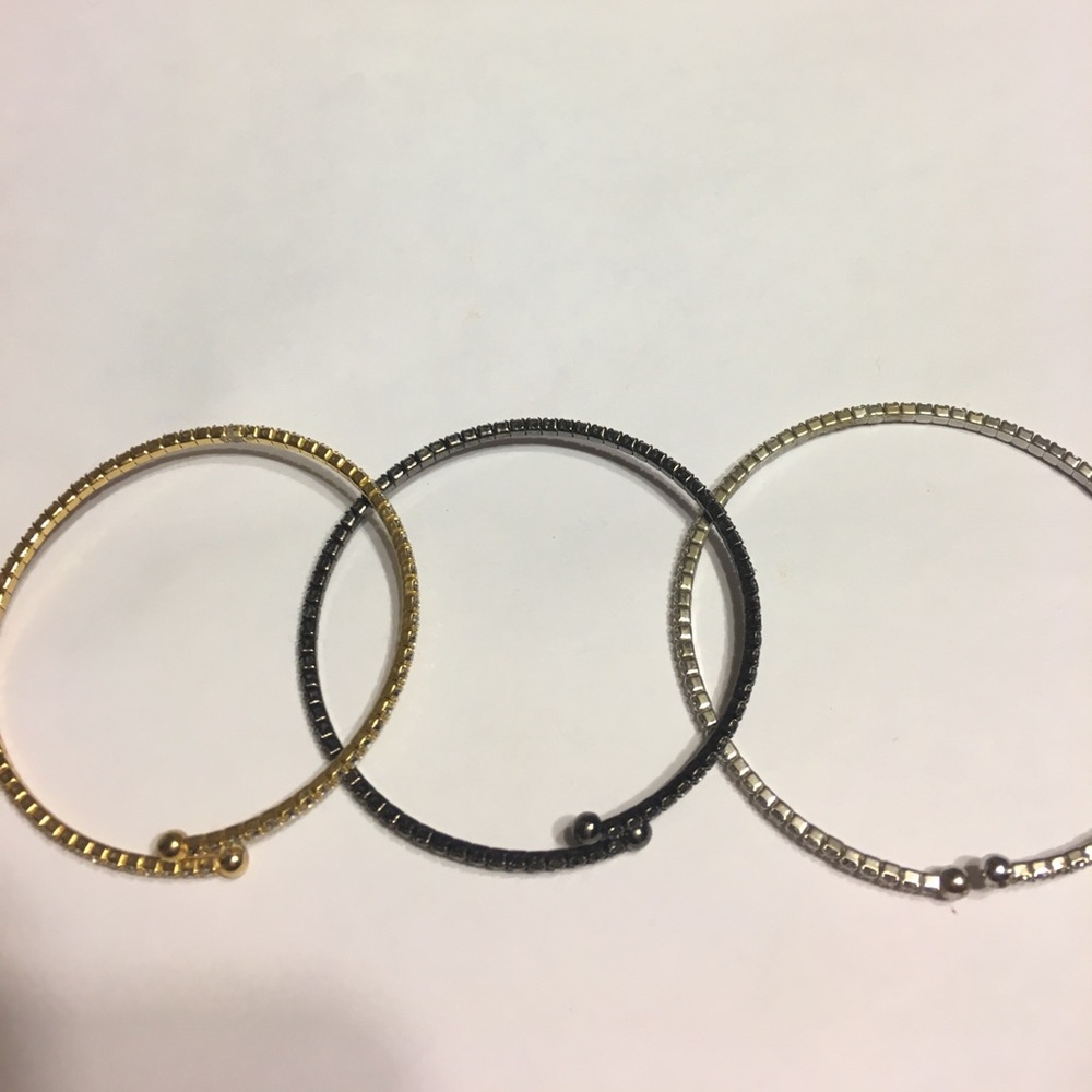 Three Rhinestone Bangle Bracelets - image 1