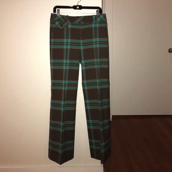 teal plaid pants