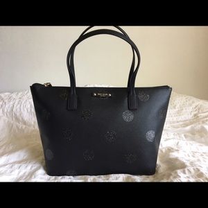 Kate Spade leather tote black and glitter spots