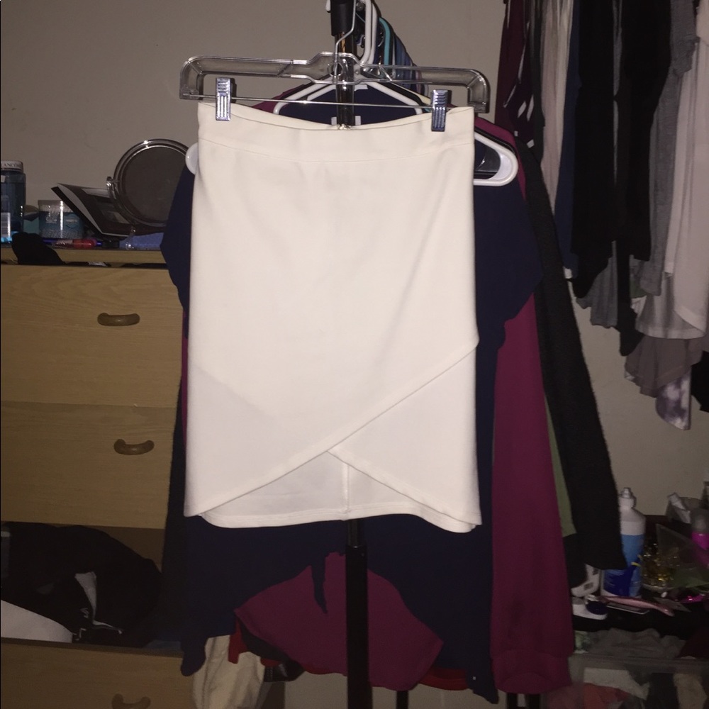 Tobi White front wrap asymmetrical skirt