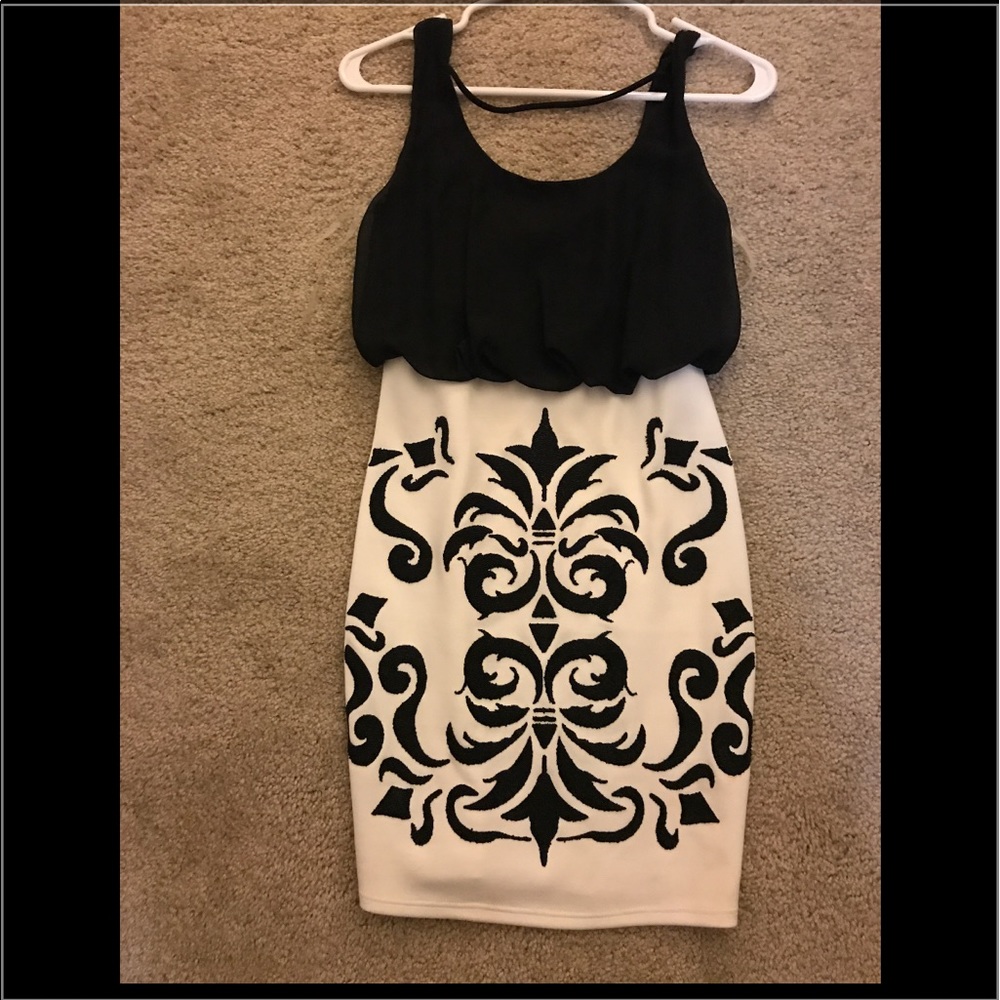 Black and white dress with beading work