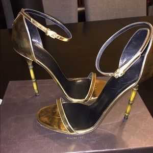SALE!!! Metallic Gold Bamboo Heel Gucci Stilettos