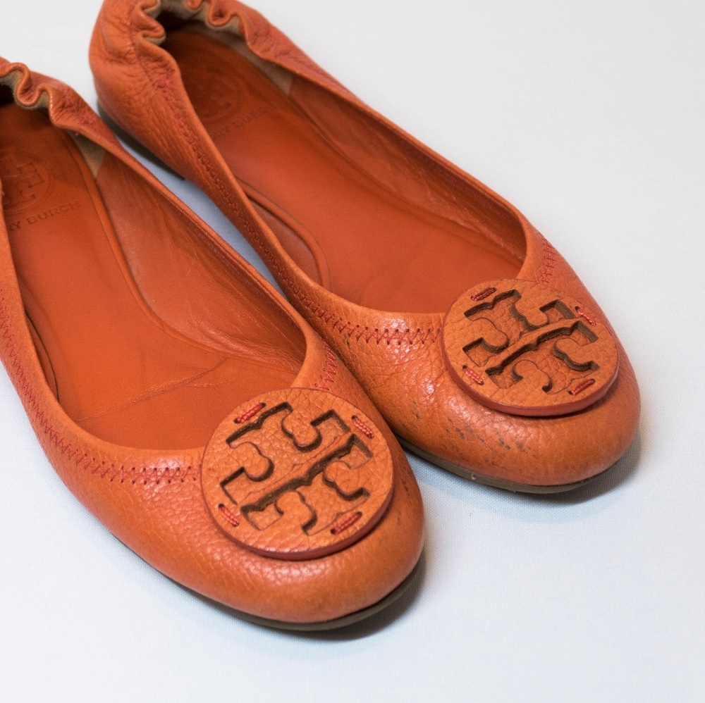 Tory Burch Orange Reva Ballet Flats