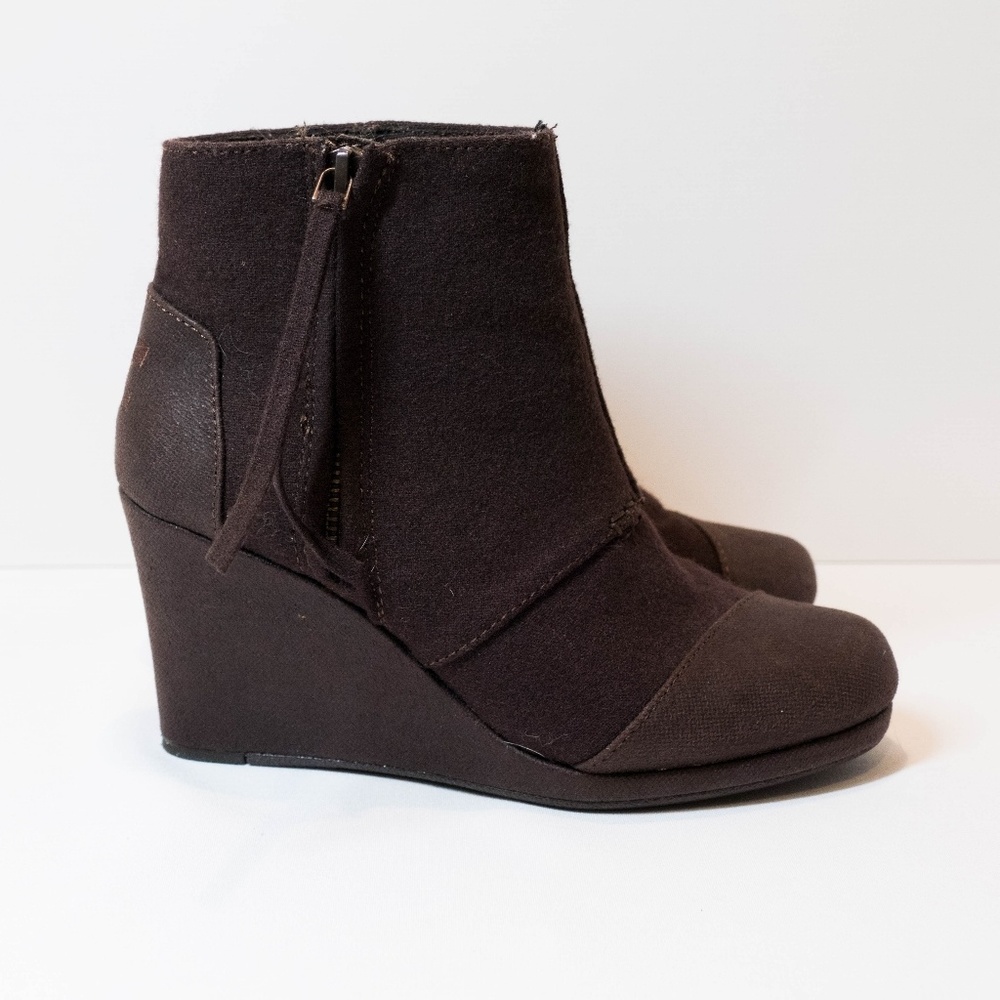 TOMS Brown Taupe Wedge Boots