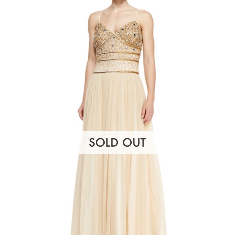Aidan Mattox spaghetti strap beaded gown