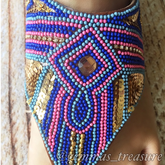 Intricate Beaded Sandals SZ 6, 6.5, 7, 8.5, 9 - Picture 3 of 3