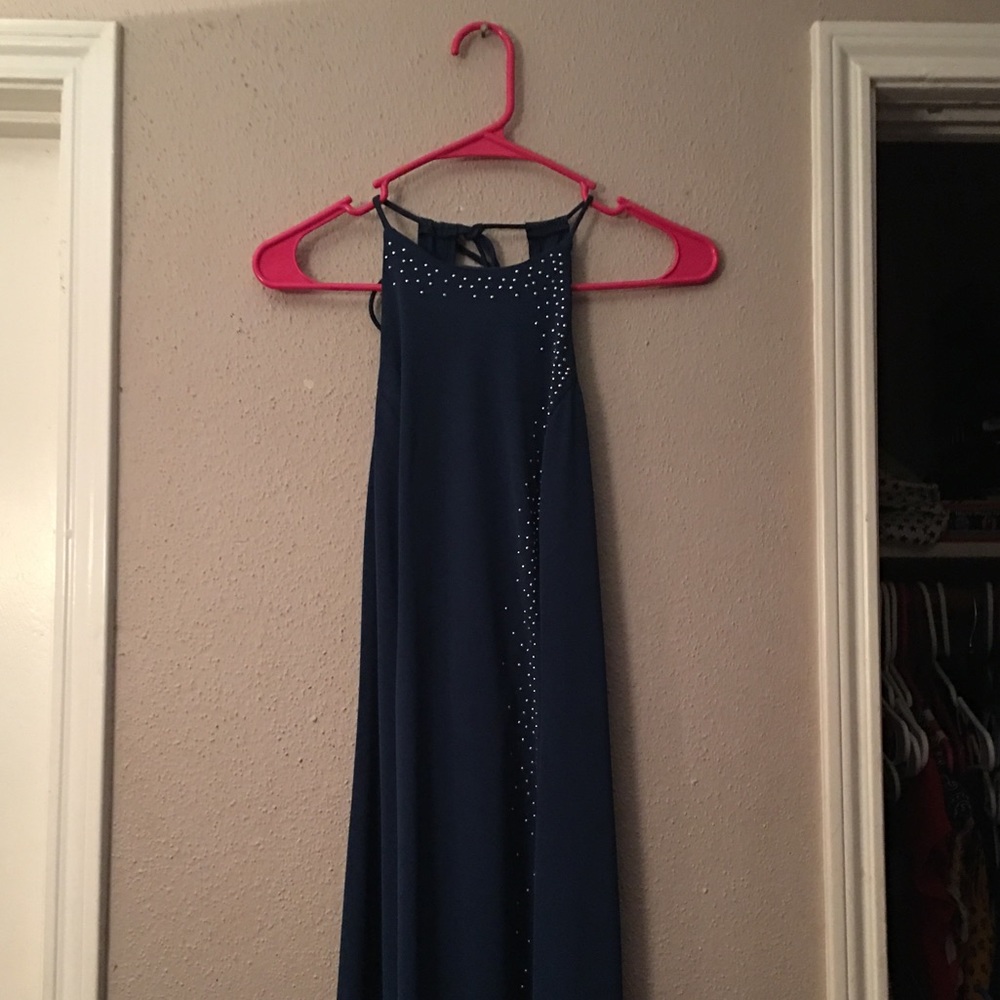Blue Bedazzled Long Gown