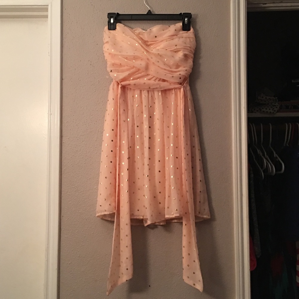Strapless Peach Cocktail Dress