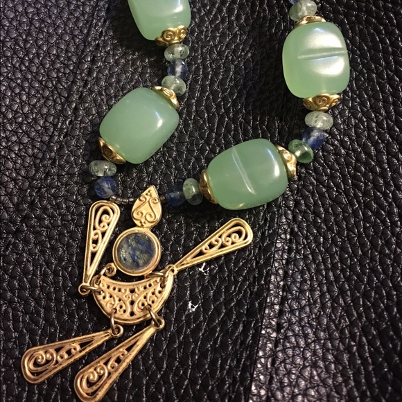 Artisan Long Length Necklace With Jade - Picture 2 of 4