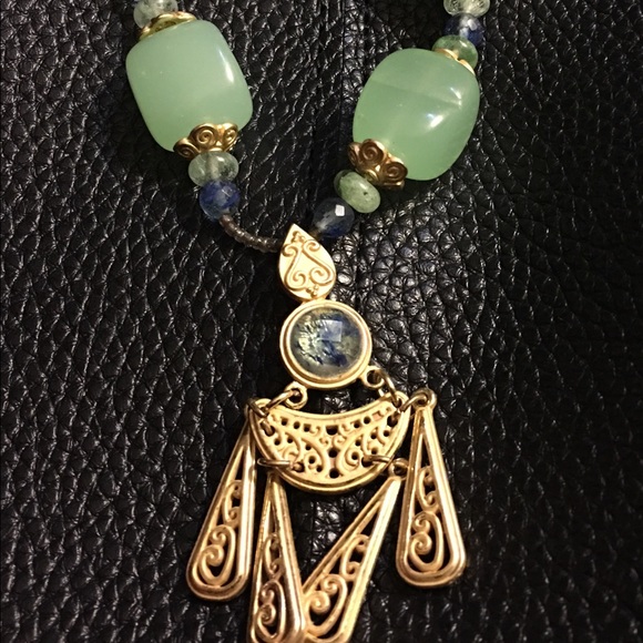 Artisan Long Length Necklace With Jade - Picture 3 of 4