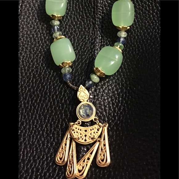 Artisan Long Length Necklace With Jade - Picture 4 of 4
