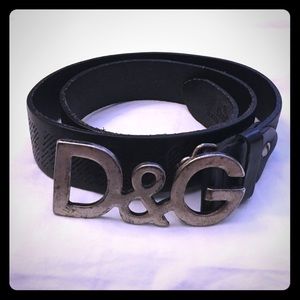 Men's black leather designer inspired belt.