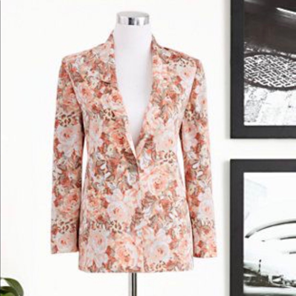 Eva mendes open front floral blazer