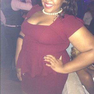 Maroon mini peplum dress